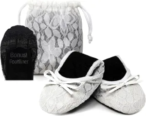 Silky Toes Womens Foldable Lace Wedding Flats Comfortable Bridal Dressy Shoes