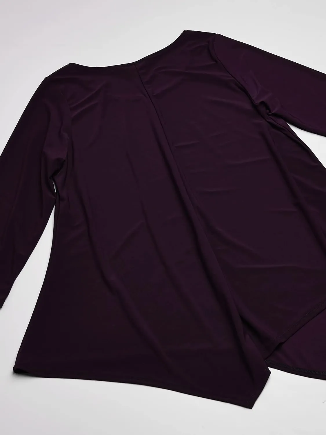 Star Vixen Women's Petite Elbow-Cinch Sleeve Hanky Hem Top