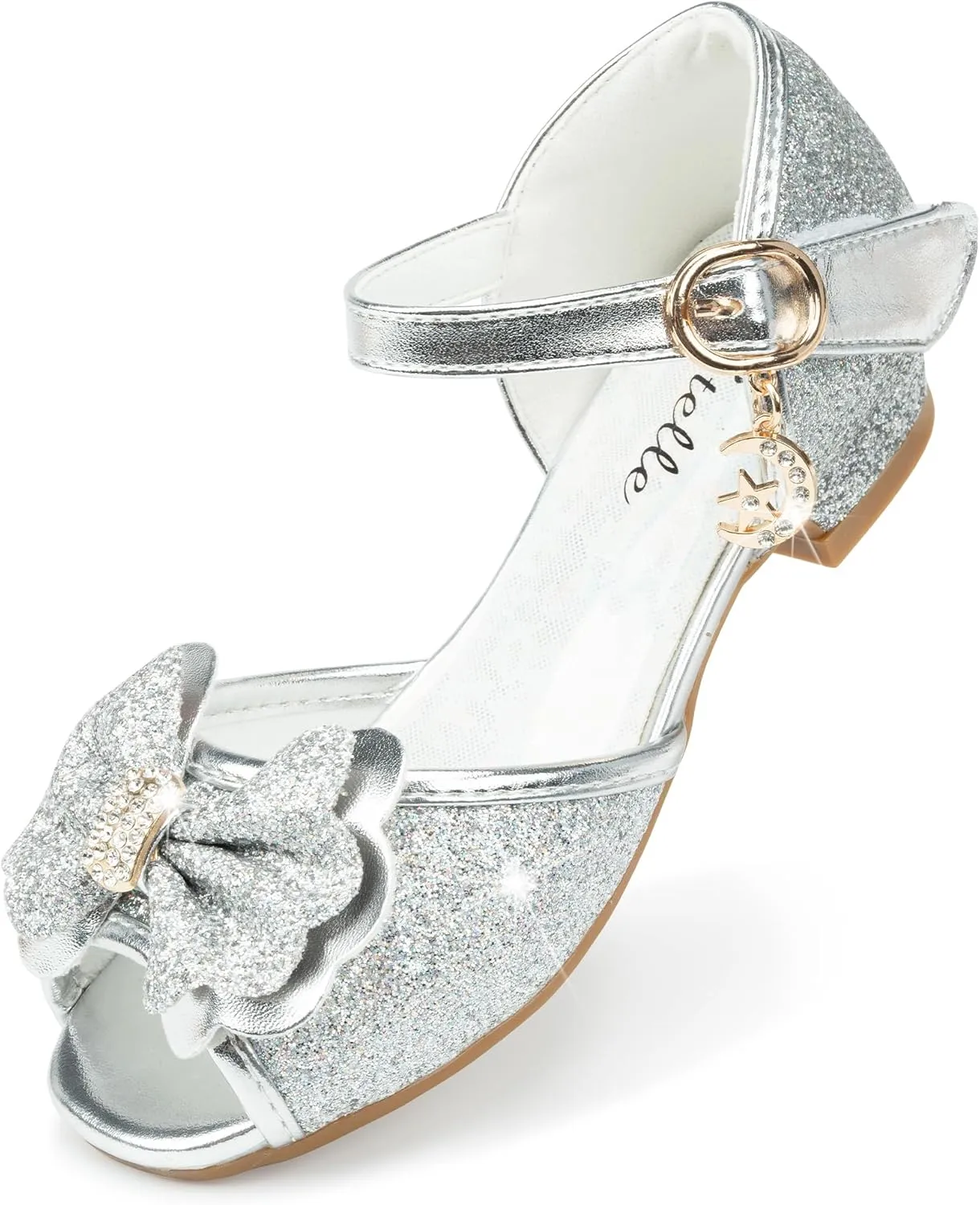 Stelle Girls High Heels Sequins Dress Sandals Princess Dress Shoes Flower Wedding Party ShoesToddler/Little/Big Kid