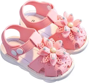 Toddler Baby Girls Sandals Shoe Bow Open Toe Slip On Soft Sole Princess Shoes Sandal Cute Solid Summer Home Shoe Z-024 Pink 10