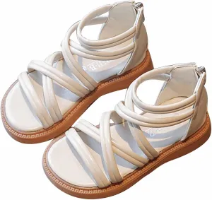 Toddler Baby Girls Sandals Slip On Falts Shoes Cute Weave Hollow Out Non-Slip Soft Sole Beach Sandal Shoe Comfort D-325 Beige 8