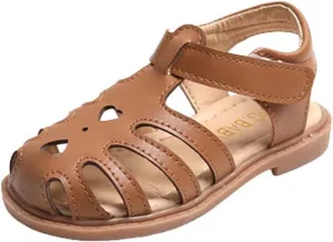 Toddler Baby Girls Sandals Slip On Falts Shoes Cute Weave Hollow Out Non-Slip Soft Sole Beach Sandal Shoe Comfort K-756 Brown 12