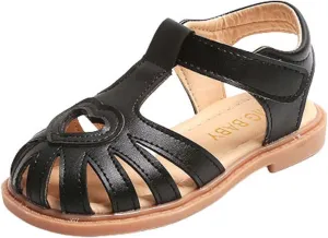 Toddler Baby Girls Sandals Slip On Falts Shoes Cute Weave Hollow Out Non-Slip Soft Sole Beach Sandal Shoe Comfort R-776 Black 10