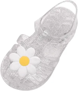 Toddler Baby Girls Shoes Slip On Cute Fruit Jelly Colors Hollow Out Non-slip Soft Sole Beach Sandals Comfy Shoes H-785 White 11.5