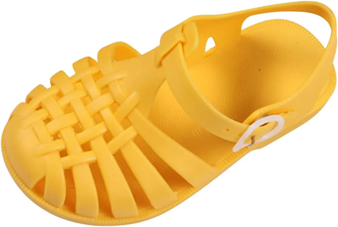 Toddler Boys Girls Sandals Shoes Baby Kids Children Cute Candy Slip On Hollow Out Non-slip Soft Sole Beach Shoes P-171 Yellow 9.5