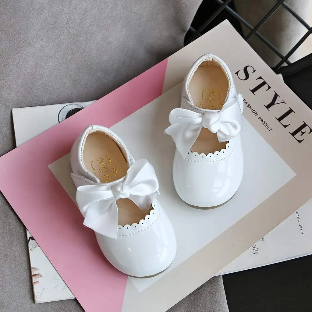 Toddler Flower Girl Dress Shoes Patent Bow Mary Jane Ballet Flats Wedding Party School Mary Janes Shoes for Girls