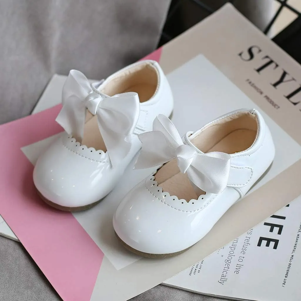 Toddler Flower Girl Dress Shoes Patent Bow Mary Jane Ballet Flats Wedding Party School Mary Janes Shoes for Girls