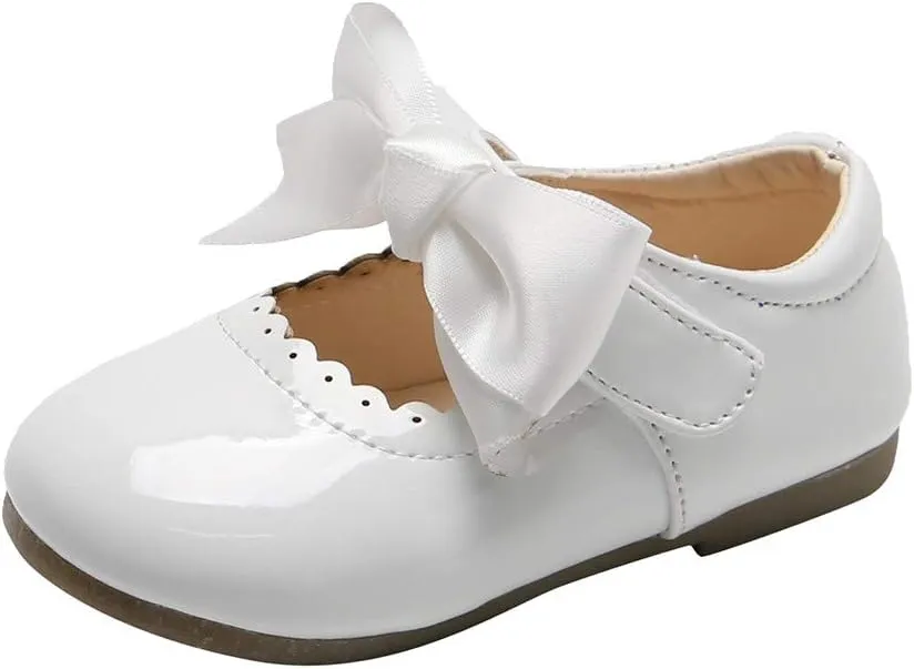Toddler Flower Girl Dress Shoes Patent Bow Mary Jane Ballet Flats Wedding Party School Mary Janes Shoes for Girls