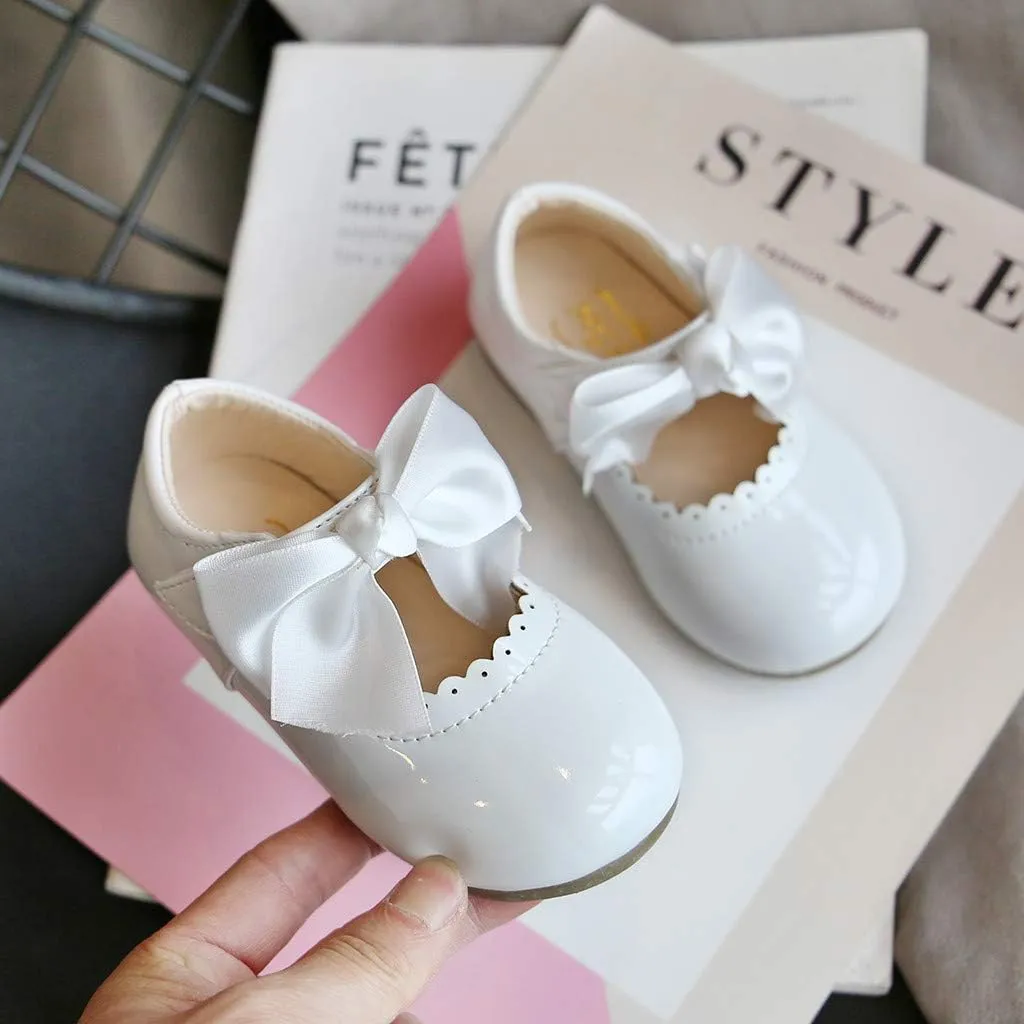 Toddler Flower Girl Dress Shoes Patent Bow Mary Jane Ballet Flats Wedding Party School Mary Janes Shoes for Girls