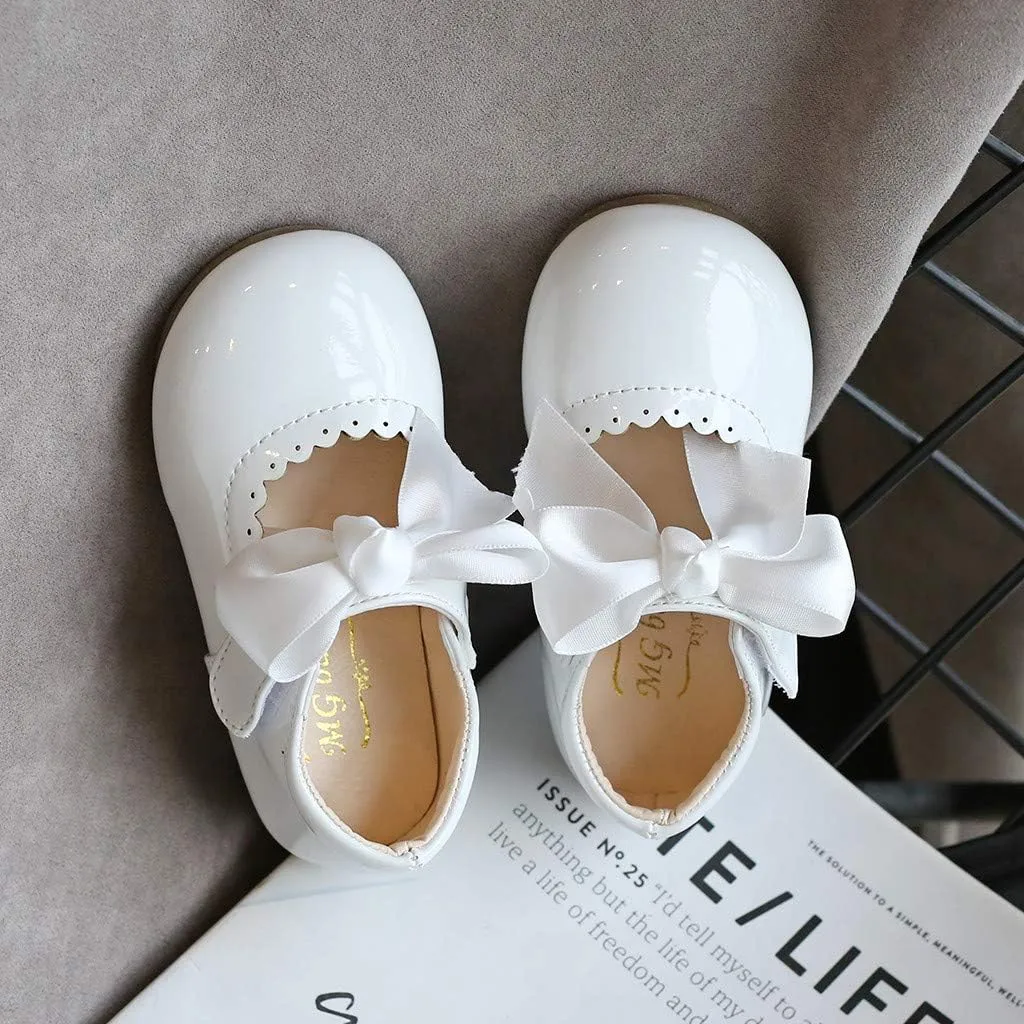 Toddler Flower Girl Dress Shoes Patent Bow Mary Jane Ballet Flats Wedding Party School Mary Janes Shoes for Girls