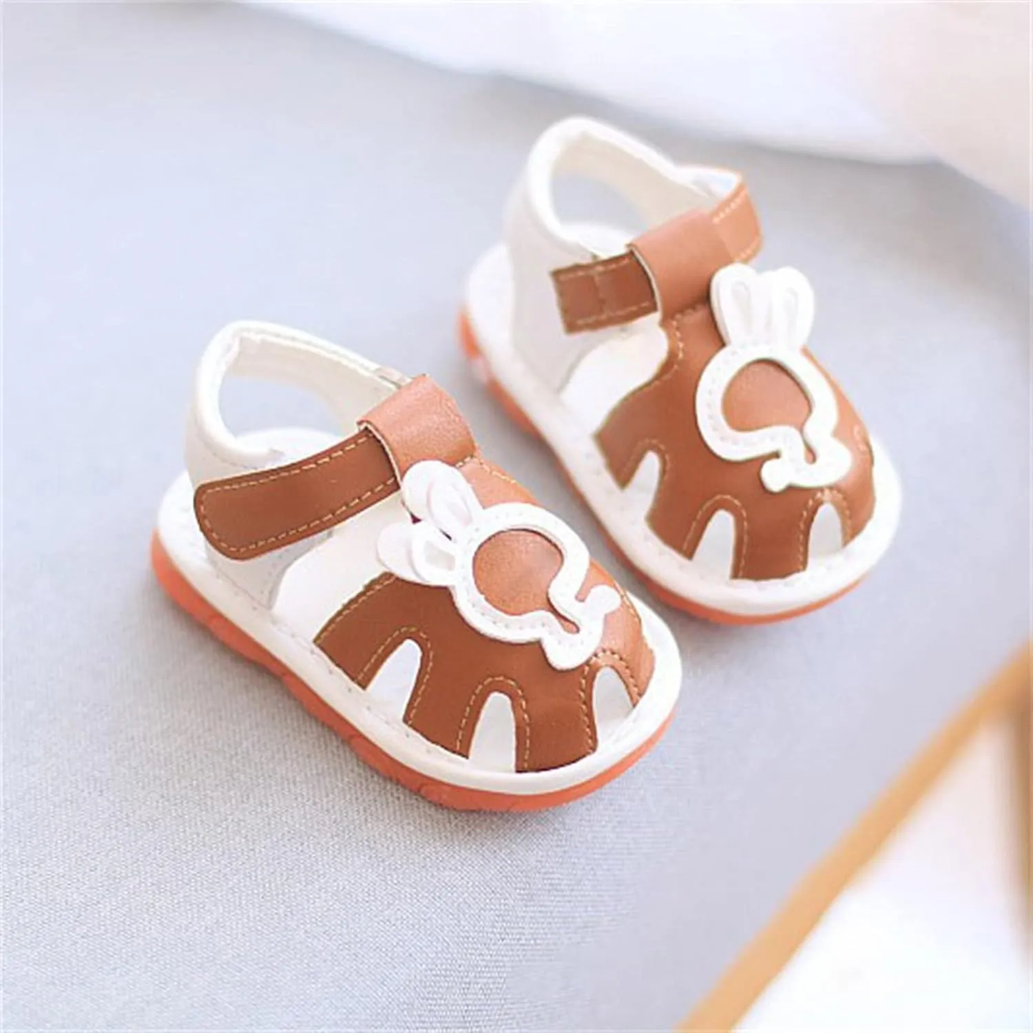 Toddler Girls Open Toe Sandals Breathable Soft Sole Flats Lightweight Water Shoes with Cute Bunny Pattern Sandals