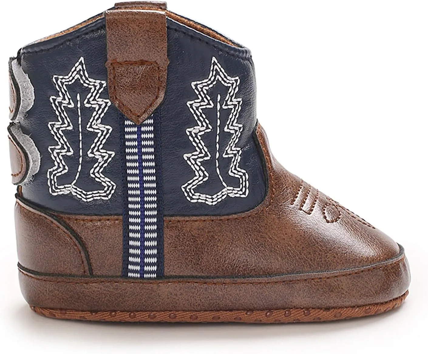 Toddler Leather Soft Sole Cowboy Boots for Baby Boys Girls Newborn Infant Prewalker Non Slip Shoes with Embroidery