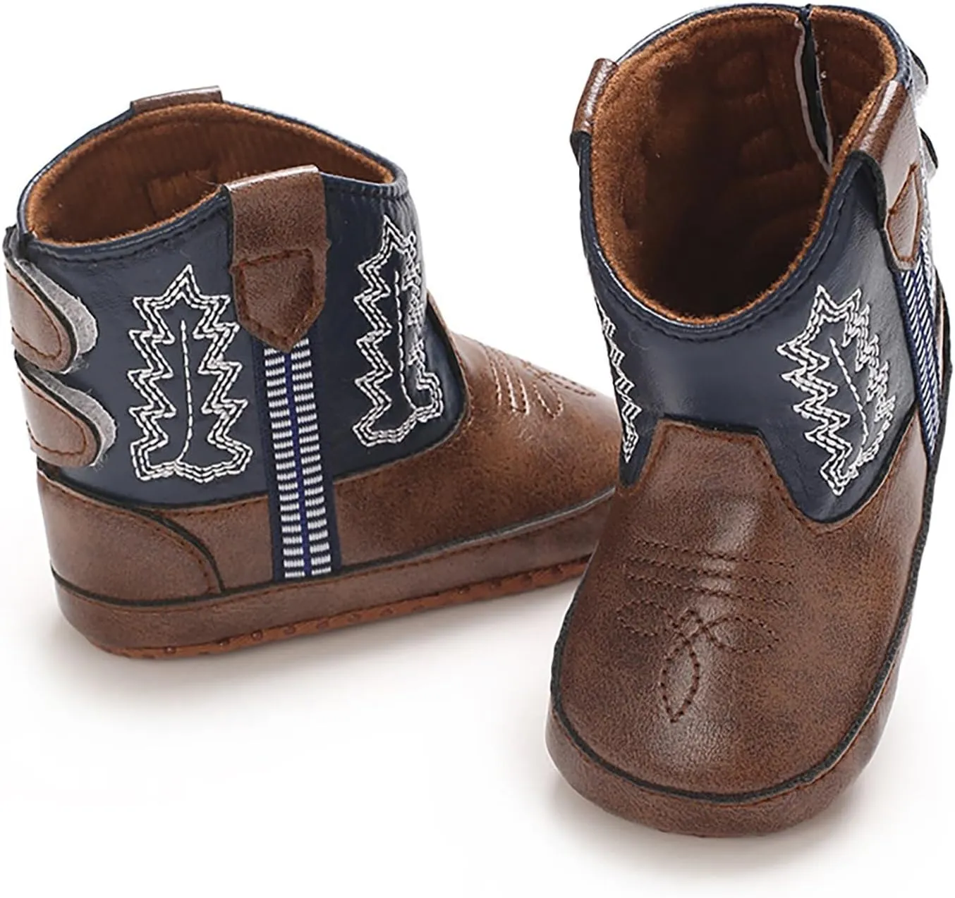 Toddler Leather Soft Sole Cowboy Boots for Baby Boys Girls Newborn Infant Prewalker Non Slip Shoes with Embroidery