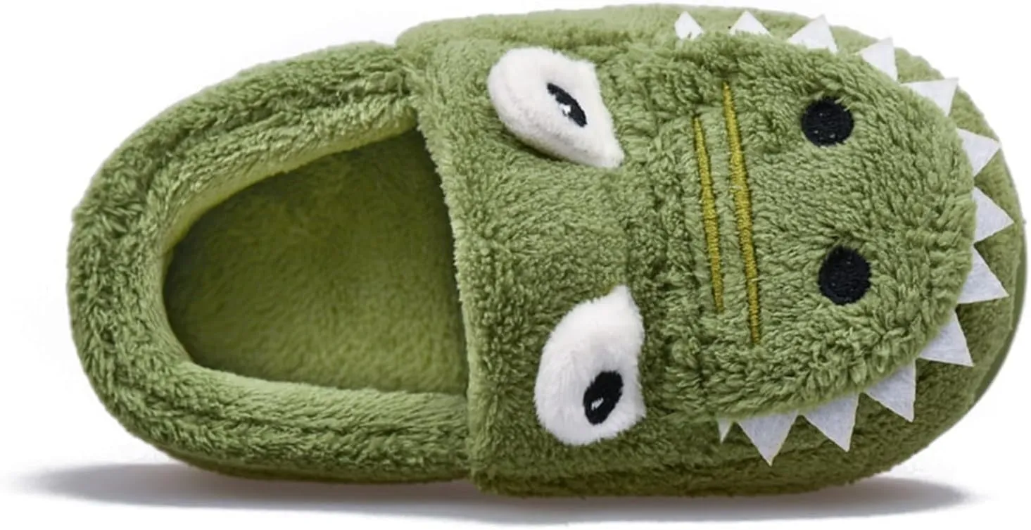 Toddler Slippers Winter Girl Boy Cute Dinosaur House Slipper Kids Warm Fuzzy Slippers Soft Plush Indoor Baby Shoes